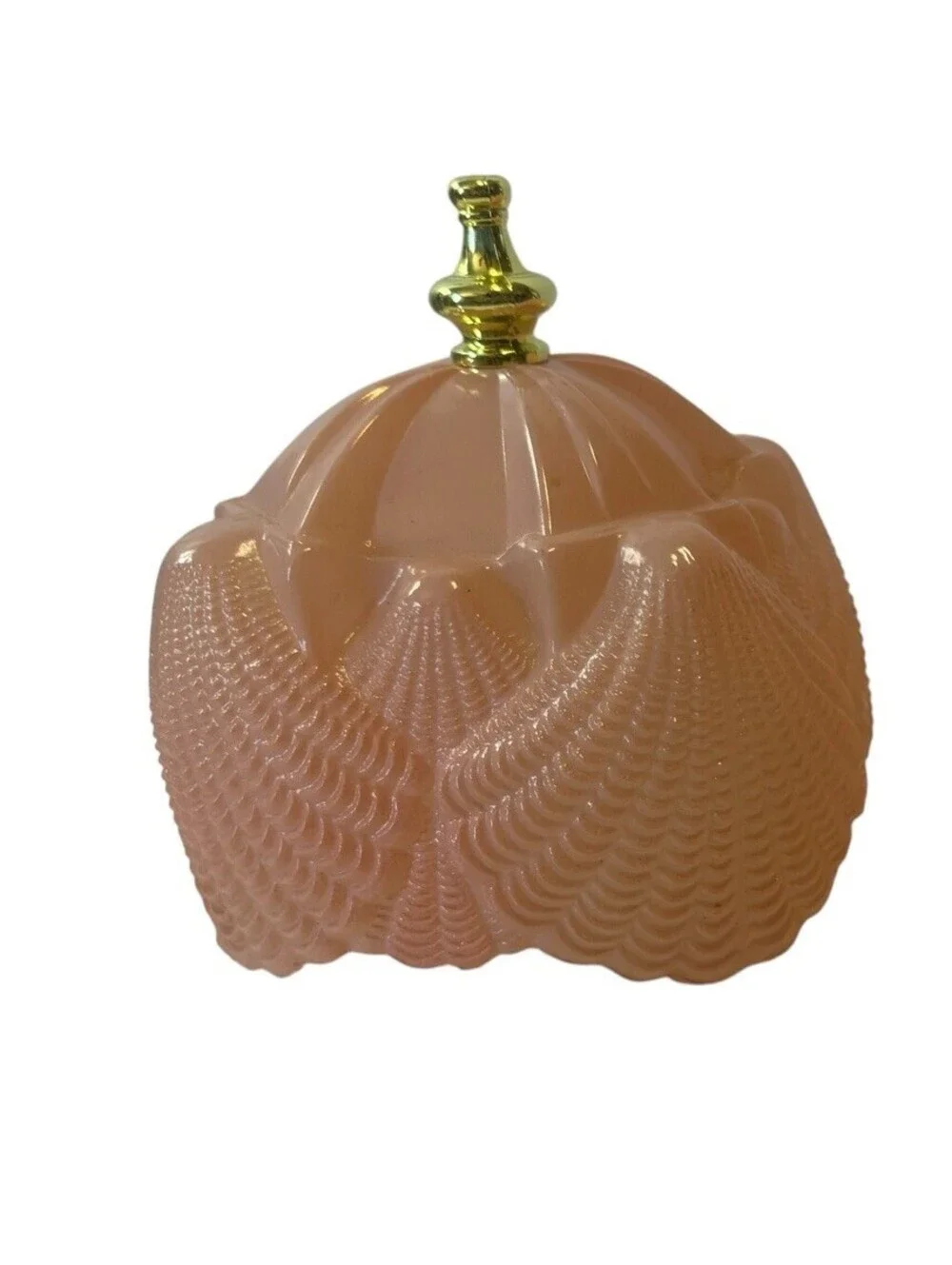 LE Smith 1940's Art Deco Southern Belle Pink Glass Boudoir Lamp Shade Sea Shell